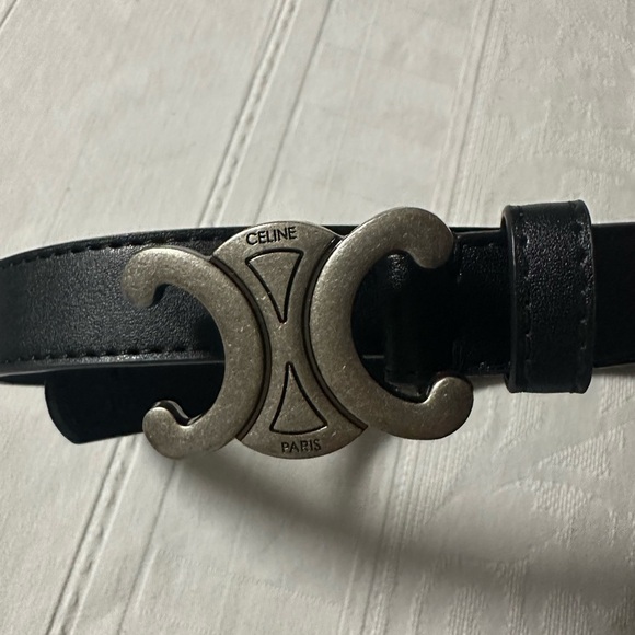 Celine Black Belt with Silver Buckle - Picture 1 of 4